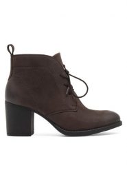 Lasocki Trzewiki WI23-RUTH-04 Brązowy. Brązowe botki damskie Lasocki, z nubiku, bez obcasa, na słupku, bez zapięcia. Za 169.99 zł.