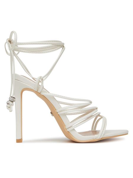 DeeZee Sandały FA05-3492-S1 Biały. Białe sandały damskie DeeZee, bez wzorów, z materiału, bez obcasa, na szpilce, bez zapięcia. Za 139.99 zł.