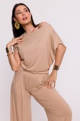 Cappuccino Nietoperzowa Bluzka z Wizkozy. Czarne bluzki damskie MOE, l, bez wzorów, z elastanu, wizytowe, bez kołnierzyka, bez ramiączek. Za 179.90 zł.