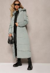 Miętowa Długa Kurtka Płaszcz z Pikowaniem i Odpinanym Kapturem Mystaris. Zielone kurtki damskie Renee, xl, bez wzorów. Za 309.99 zł.