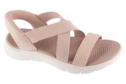 Sandały damskie, Slip-Ins: Go Walk Flex Sandal - Glimmer Up. Czerwone sandały damskie Skechers, bez wzorów, z materiału, bez obcasa, bez zapięcia. Za 279.99 zł.