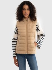 BIG STAR Kamizelka pikowana w kolorze beżowym rozmiar: XS. Brązowe kamizelki damskie Big Star, xs, bez wzorów, bez kaptura. Za 129.99 zł.