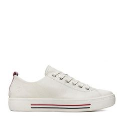 Tenisówki Remonte. Białe trampki damskie Remonte, bez wzorów, bez zapięcia. Za 359.99 zł.