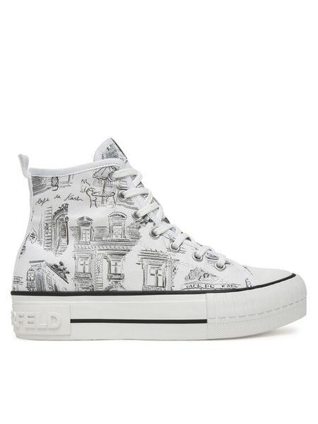 KARL LAGERFELD Trampki KL60455 Biały. Białe trampki damskie KARL LAGERFELD, bez wzorów, z materiału, bez zapięcia. Za 339.99 zł.