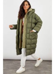 Cool and sexy Płaszcz pikowany w kolorze zielonym rozmiar: onesize. Zielone płaszcze damskie Cool and sexy, bez wzorów, bez kaptura. Za 197.63 zł.