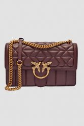 PINKO Brązowa torebka Love One Classic DC. Brązowe torebki wieczorowe damskie Pinko, bez wzorów, ze skóry, bez dodatków. W wyprzedaży za 1,429.99 zł.