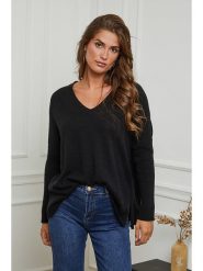 Plume Sweter "Ginette" w kolorze czarnym rozmiar: M. Czarne swetry klasyczne damskie Plume, m, z kaszmiru, bez kołnierzyka. Za 154.79 zł.