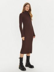 TWINSET Sukienka dzianinowa 242TT3062 Brązowy Slim Fit. Brązowe sukienki damskie Twinset, bez wzorów, z dzianiny, bez ramiączek. Za 499.99 zł.