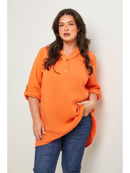 Curvy Lady Tunika w kolorze pomarańczowym rozmiar: 48/50. Pomarańczowe tuniki damskie Curvy Lady, bez wzorów, klasyczne, bez kołnierzyka, bez ramiączek. Za 145.95 zł.