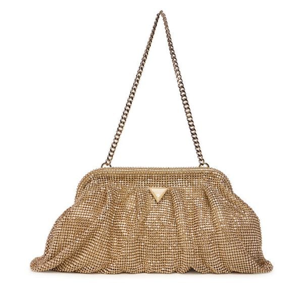 Torebka Guess. Żółte torebki wieczorowe damskie Guess, z aplikacjami, bez dodatków. Za 419.99 zł.