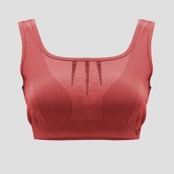 Sportowy crop top treningowy MADDY. Czerwone biustonosze sportowe damskie LEGEA, bez wzorów, z elastanu. W wyprzedaży za 90.50 zł.