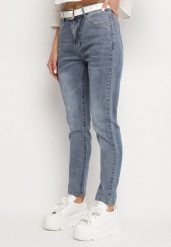 Jasnoniebieskie Jeansy o Dopasowanym Kroju z Regularnym Stanem Galissea. Niebieskie jeansy damskie Born2be, bez wzorów, z jeansu. Za 59.99 zł.