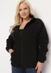 Czarna Bluza na Suwak o Klasycznym Kroju z Kołnierzem i Kieszeniami Lathmini. Czarne bluzy damskie Born2be, xl, bez wzorów, bez kaptura. Za 99.99 zł.