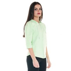 Bluza ciepła z bawełna z kaptur na co dzień. Zielone bluzy damskie LEONE 1947 APPAREL, z bawełny, bez zapięcia, na fitness i siłownię. Za 164.19 zł.