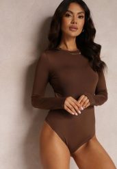 Ciemnobrązowe Body Glorya. Brązowe body i gorsety Renee, bez wzorów. Za 79.99 zł.