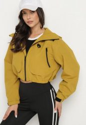 Żółta Kurtka Oversize z Nieodpinanym Kapturem i Kieszeniami Firlio. Żółte kurtki damskie Born2be, l, bez wzorów, z jeansu. Za 189.99 zł.
