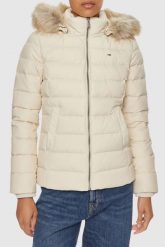 TOMMY JEANS Beżowa kurtka damska z kapturem. Brązowe kurtki damskie Tommy Jeans, s, bez wzorów, z jeansu, z kapturem. W wyprzedaży za 502.99 zł.