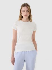 4F T-shirt slim z modalem damski - biały L. Białe t-shirty damskie 4F, l, bez wzorów, z bawełny, bez kołnierzyka. W wyprzedaży za 39.99 zł.
