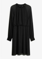 Sukienka koktajlowa zdobiona kryształkami. Czarne sukienki damskie bonprix, z aplikacjami, eleganckie, bez ramiączek. Za 249.99 zł.