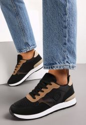 Czarne Sneakersy ze Sznurowaniem na Płaskiej Podeszwie Apotasia. Czarne obuwie sportowe damskie Renee, bez zapięcia. Za 74.99 zł.