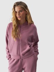 4F Bluza dresowa rozpinana z modalem damska - różowa XL. Czerwone bluzy damskie 4F, xl, bez wzorów, z dresówki, z kapturem. W wyprzedaży za 79.99 zł.