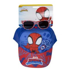 Zestaw z czapką i okularami przeciwsłonecznymi Spidey Niebieski. Czerwone czapki damskie SPIDEY AND HIS AMAZING FRIENDS, bez wzorów. Za 59.70 zł.