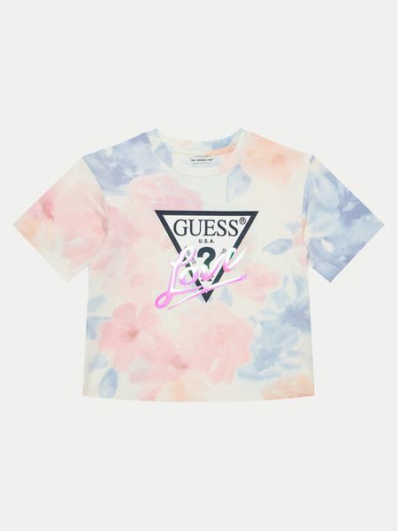 Guess T-Shirt J5RI05 K6YW4 Błękitny Boxy Fit. Niebieskie koszulki i t-shirty dziewczęce Guess, z aplikacjami, z bawełny, bez kołnierzyka, bez ramiączek. Za 79.99 zł.