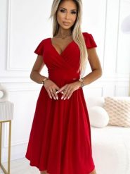 Sukienka Model Matilde 425-9 Red - Numoco. Czerwone sukienki damskie NUMOCO, bez wzorów, z elastanu, bez ramiączek. Za 336.51 zł.