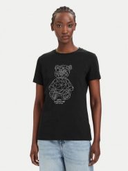 Guess T-Shirt V6GI12 K3325 Czarny Regular Fit. Czarne t-shirty damskie Guess, xl, z aplikacjami, z bawełny, bez kołnierzyka. Za 194.99 zł.
