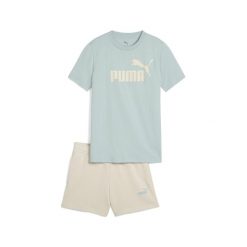 Młodzieżowy zestaw Essentials z koszulką i szortami z logo No.1 PUMA. Zielona koszulki damskie Puma, m, bez wzorów, z gumy, bez kołnierzyka, bez ramiączek. W wyprzedaży za 139.00 zł.
