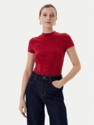 Guess T-Shirt W4BI26 J1314 Bordowy Regular Fit. Czerwone t-shirty damskie Guess, m, z aplikacjami, z bawełny, bez kołnierzyka. Za 169.99 zł.