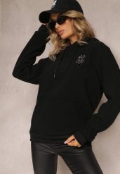 Czarna Bluza z Kapturem i Ozdobnym Haftem Gamalie. Czarne bluzy damskie Renee, l, bez wzorów, z kapturem. Za 79.99 zł.