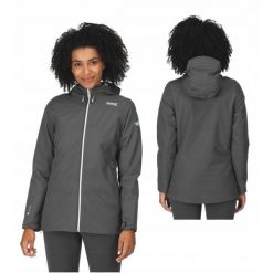 Kurtka przeciwdeszczowa dla kobiet Regatta Hamara III. Szare kurtki damskie Regatta, bez wzorów, bez kaptura. Za 229.99 zł.