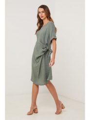 Lin Passion Lniana sukienka w kolorze khaki rozmiar: 40/42. Brązowe sukienki damskie Lin Passion, bez wzorów, ze lnu, klasyczne, bez ramiączek. Za 221.67 zł.