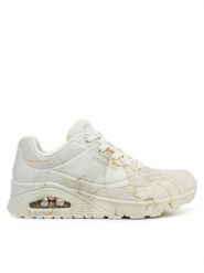 Skechers Sneakersy Street™ Uno 155584/OFWT Biały. Białe obuwie sportowe damskie Skechers, ze skóry, bez zapięcia. Za 279.99 zł.