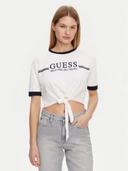 Guess T-Shirt V5GI05 I3Z14 Biały Regular Fit. Białe t-shirty damskie Guess, xs, z aplikacjami, z bawełny, bez kołnierzyka. Za 79.99 zł.