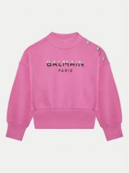 Balmain Bluza BV4A90-Z0081 Różowy Regular Fit. Czerwone bluzy dziewczęce Balmain, bez wzorów, z bawełny, bez ramiączek, bez kaptura. Za 969.99 zł.