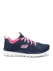 Skechers Sneakersy Get Connected 12615/NVHP Granatowy. Niebieskie obuwie sportowe damskie Skechers, z materiału, bez zapięcia. Za 200.84 zł.