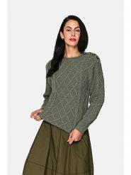 ASSUILI Kaszmirowy sweter w kolorze khaki rozmiar: 36. Brązowe swetry klasyczne damskie Assuili, z kaszmiru, bez kołnierzyka. Za 132.67 zł.