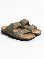 BACKSUN Klapki "Atlas" w kolorze khaki rozmiar: 40. Brązowe klapki damskie Backsun, bez wzorów, z otwartym noskiem, bez obcasa, bez zapięcia. Za 76.39 zł.