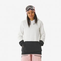 Bluza snowboardowa z kapturem damska Dreamscape zip. Białe bluzy damskie DREAMSCAPE, na zimę, xl, bez wzorów, z bawełny, z kapturem. W wyprzedaży za 129.99 zł.