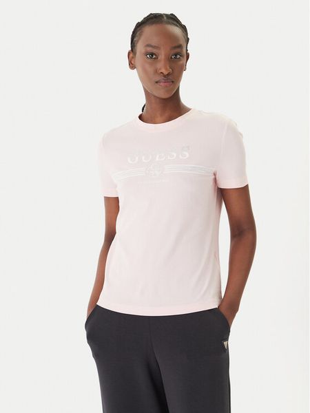 Guess T-Shirt V6GI07 K2968 Różowy Regular Fit. Czerwone t-shirty damskie Guess, xs, z aplikacjami, z bawełny, bez kołnierzyka. Za 94.99 zł.