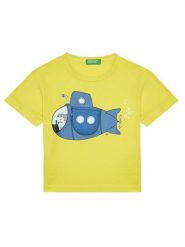 United Colors Of Benetton T-Shirt 3I1XG10JL Żółty Regular Fit. Żółte t-shirty i koszulki chłopięce United Colors Of Benetton, bez wzorów, z bawełny, bez kołnierzyka, bez ramiączek. Za 49.99 zł.