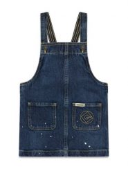 Guess Jeans Sukienka jeansowa K6YK15 D2272 Niebieski Regular Fit. Niebieskie sukienki dziewczęce Guess Jeans, z aplikacjami, z bawełny, bez ramiączek, proste. Za 324.99 zł.