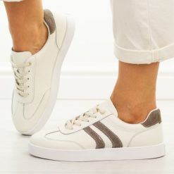 Beżowe skórzane półbuty damskie Vinceza 41505. Brązowe obuwie sportowe casual damskie VINCEZA, z dresówki, bez zapięcia. Za 219.00 zł.