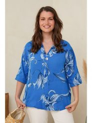 Curvy Lady Bluzka w kolorze niebieskim rozmiar: 48/50. Niebieskie bluzki damskie Curvy Lady, bez wzorów, klasyczne, bez kołnierzyka, bez ramiączek. Za 79.59 zł.