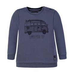 Bluza w kolorze niebiesko-szarym. Niebieskie bluzy chłopięce Kanz, z nadrukiem, z bawełny, z okrągłym kołnierzem. W wyprzedaży za 32.95 zł.