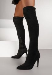 Czarne Marszczone Kozaki Vices z Imitacji Zamszu na Szpilce z Noskiem w Szpic Caldissa. Czarne kozaki damskie Born2be, z jeansu, bez obcasa, na obcasie, bez zapięcia. Za 159.99 zł.