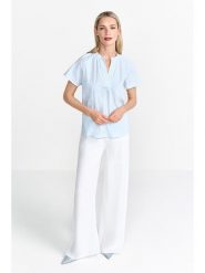 Rich & Royal Bluzka w kolorze błękitno-białym rozmiar: 38. Niebieskie bluzki damskie Rich & Royal, bez wzorów, z bawełny, bez kołnierzyka, bez ramiączek. Za 185.76 zł.