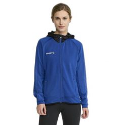 Damska kurtka dresowa z pełnym zamkiem błyskawicznym Craft Extend. Niebieskie kurtki sportowe damskie Craft, m, bez wzorów, z dresówki, bez kaptura. Za 341.00 zł.